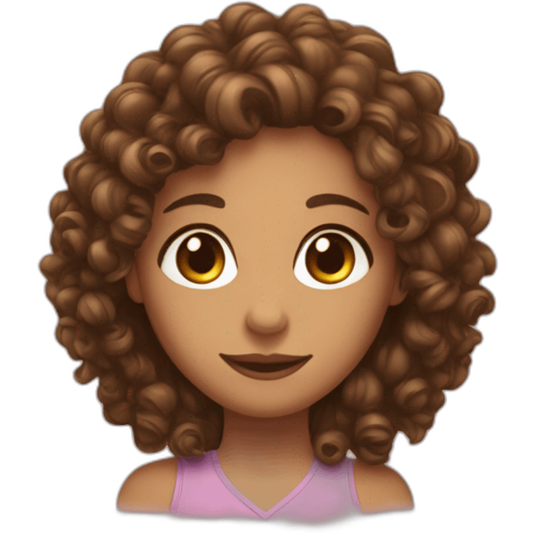 long haired curly brown eyed woman with her two daughters emoji