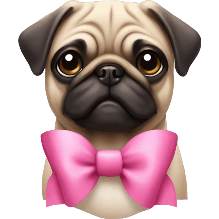 pug with a pink bow emoji