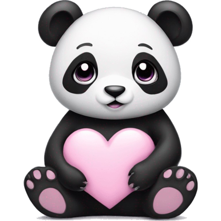 gothic panda with light pink heart emoji