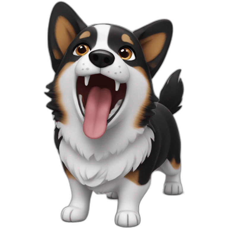 Black corgi howling emoji