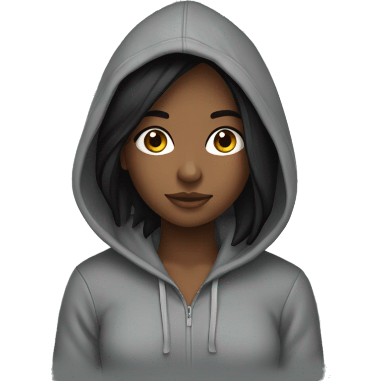 Black hair girl wearing hoodie emoji