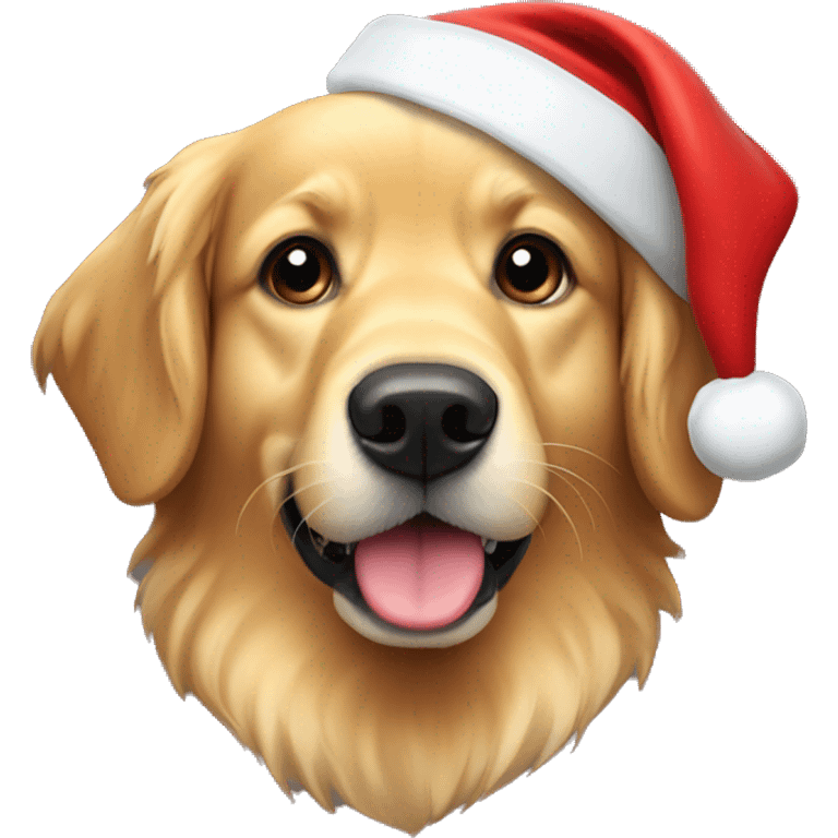 Golden retriever with Santa hat  emoji