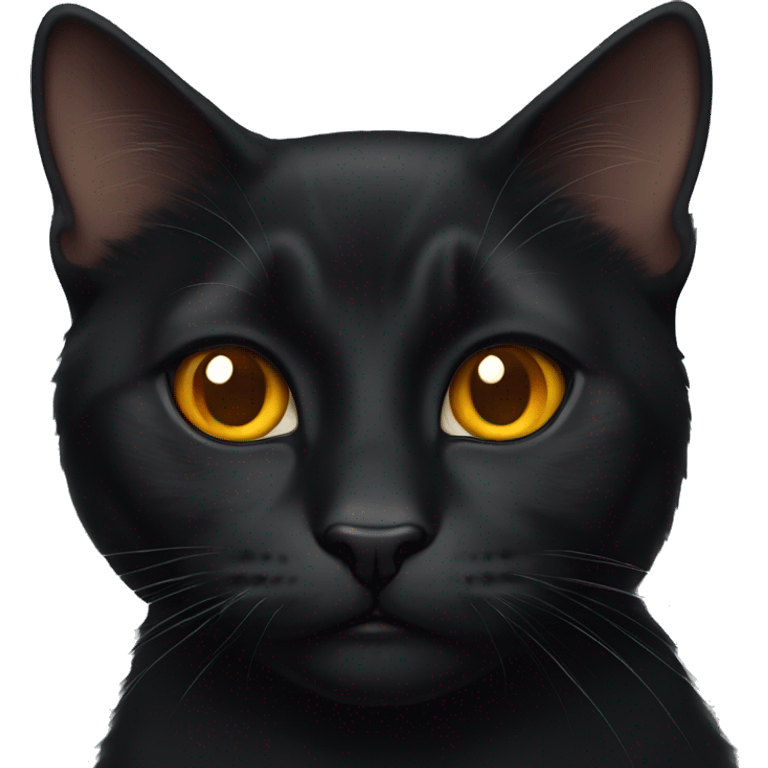 jet black cat with amber eyes emoji