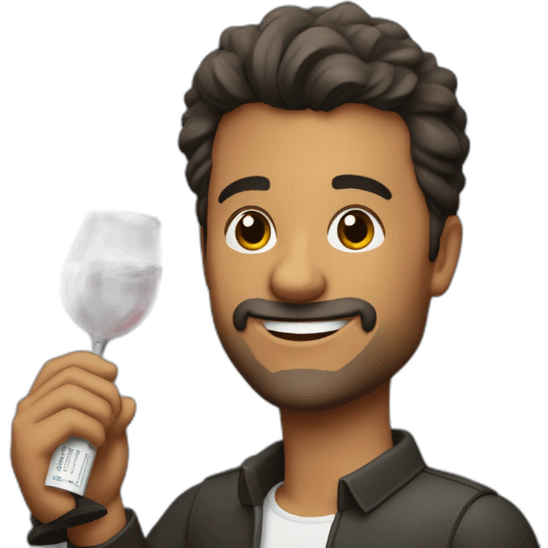 Leandro ladeira with bottle of wine emoji