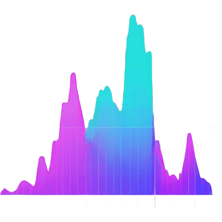 vaporware color themed line chart, direction up and to the right emoji