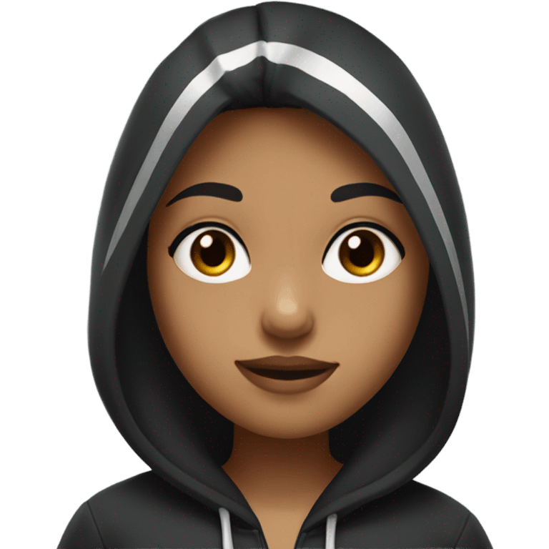 a girl who had black wolfcut and long lashes and black hoodie emoji