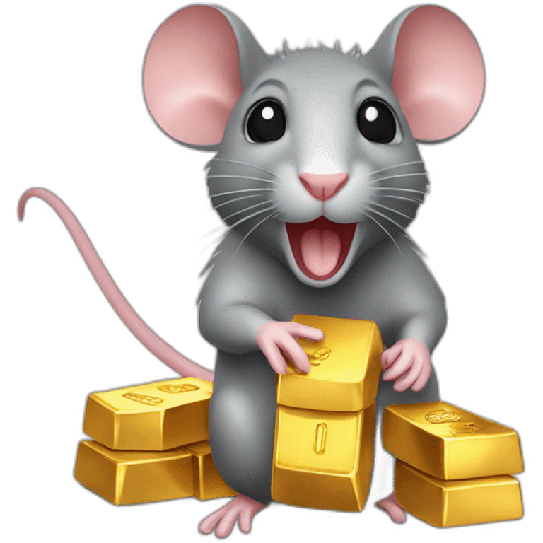 Rat with gold lingots emoji