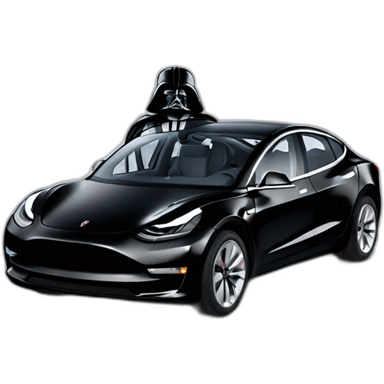 Darth Vader riding a Tesla Model 3 emoji