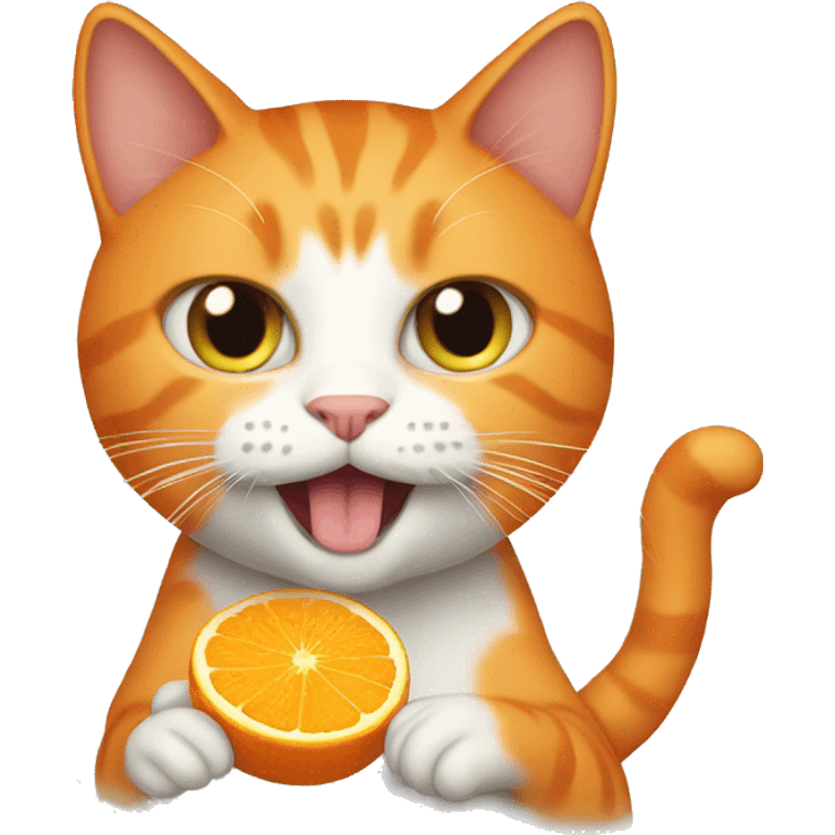 orange cat eating emoji