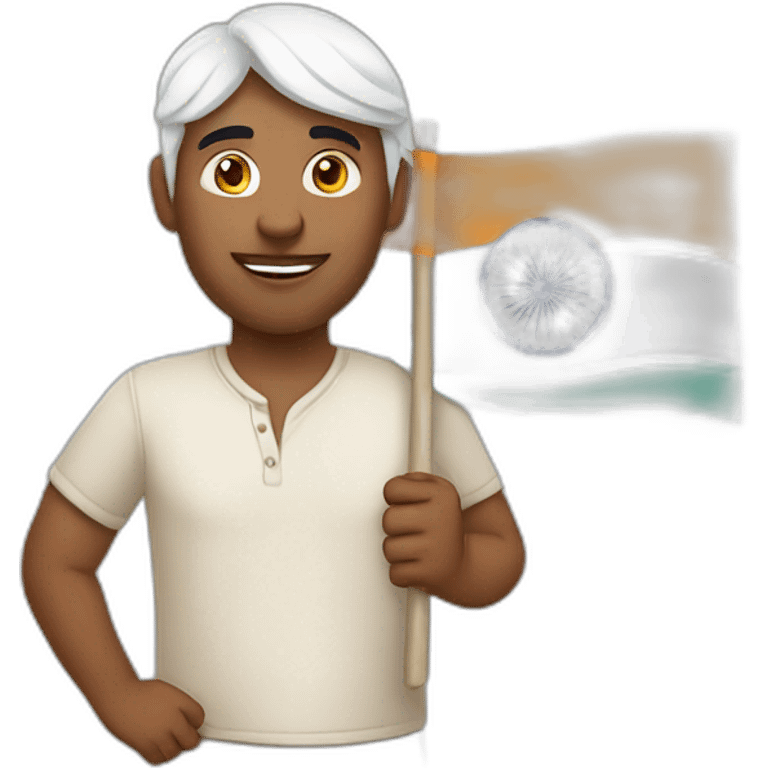 indian man holding banner emoji