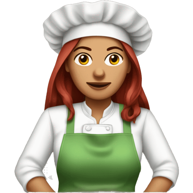 Dark straight Red Hair Mexican woman cooking birria emoji