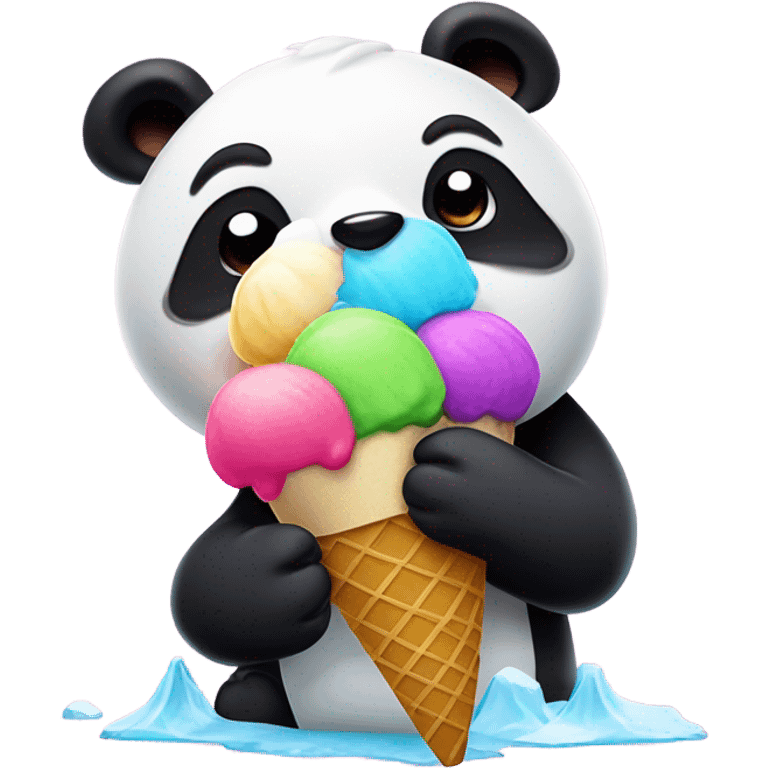 Panda eating ice cream emoji