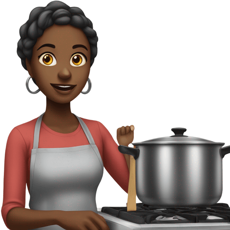 Black woman chef at stove emoji