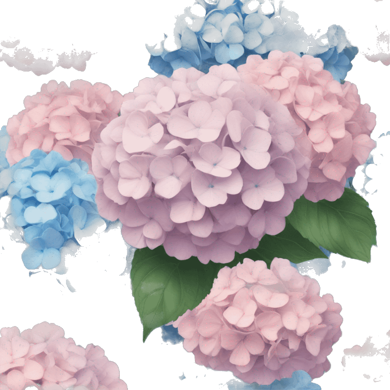 Rococo bouquet of blue and pale pink hydrangeas emoji