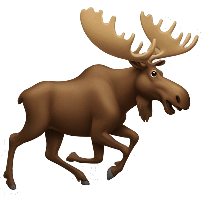 A moose running with a bottle of pop and chips emoji