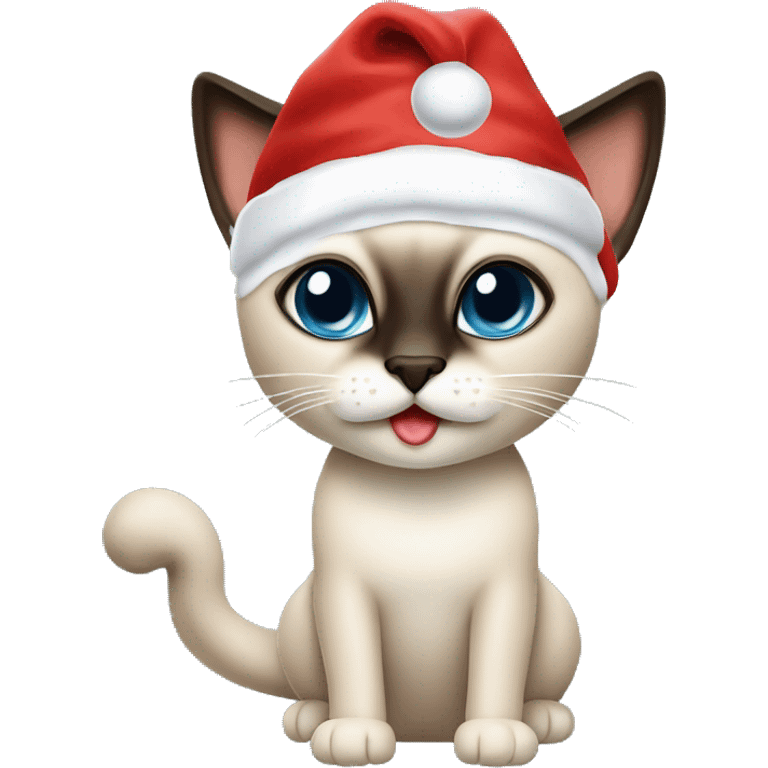 Siamese cat with santa hat￼ emoji