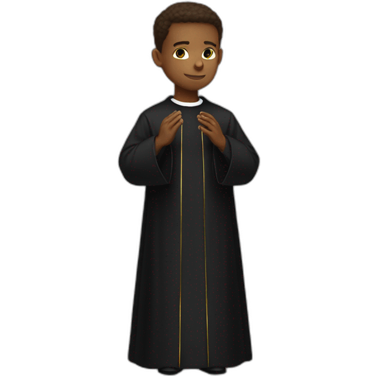 White Young Priest in prayer wearing black cassock emoji