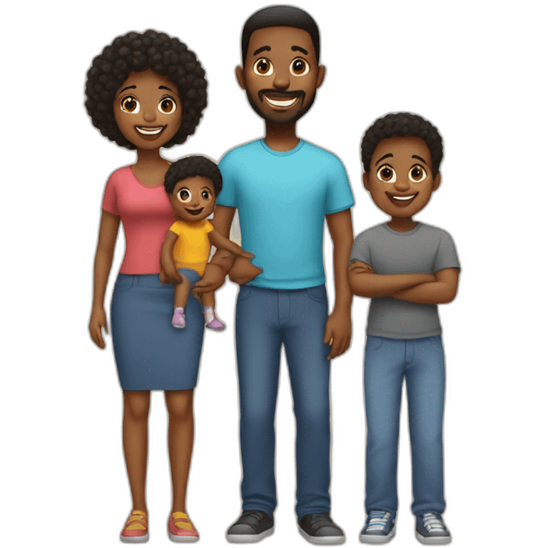 a loving black family of 5 with 1 older daughter, 1 son, and 1 baby son emoji