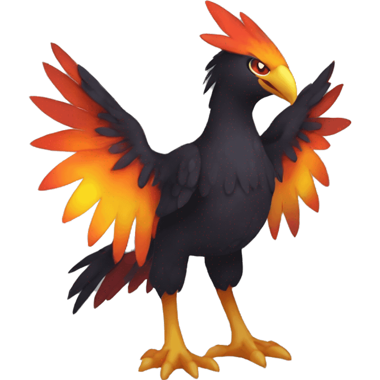 Fantasy legendary dark bird shadow-type-Phoenix Fakemon full body emoji