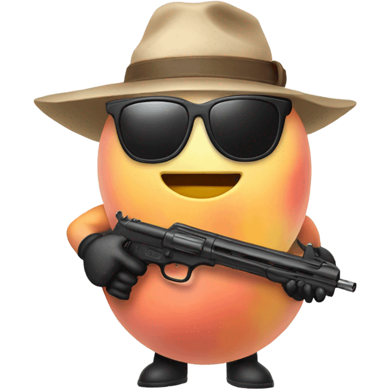 Humanoid Peach, wearing sunglasses holding guns  emoji