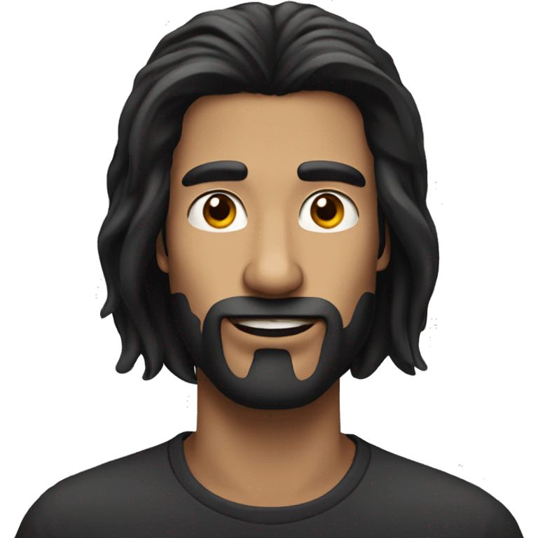 Man with long black hair and a nose ring playing on iPhone emoji