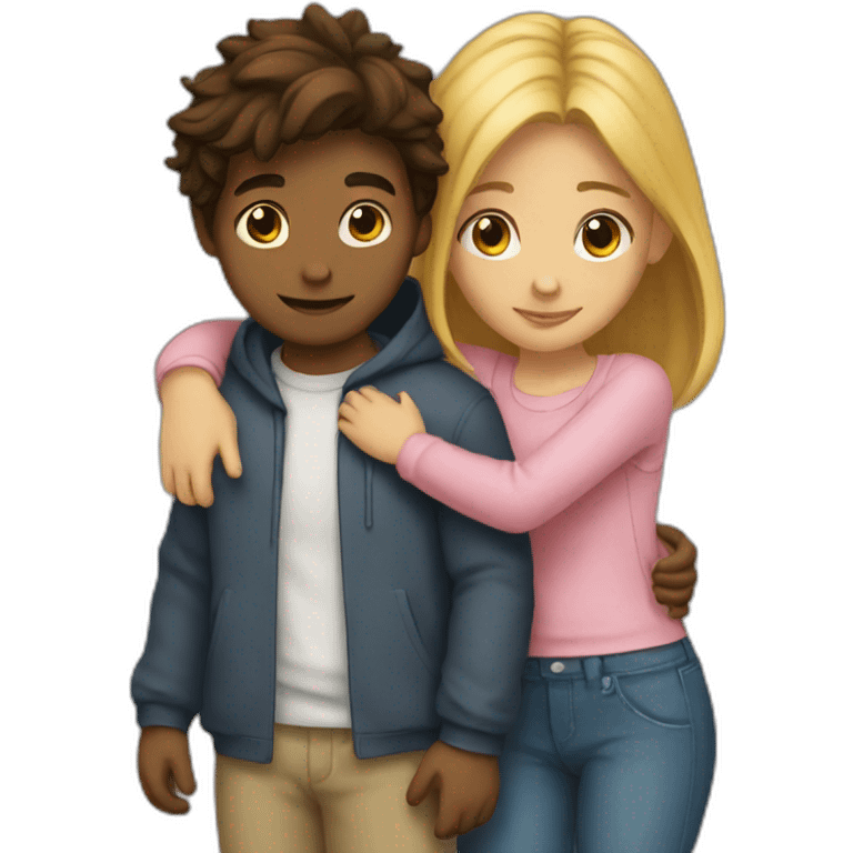 Girl leaning on boy emoji