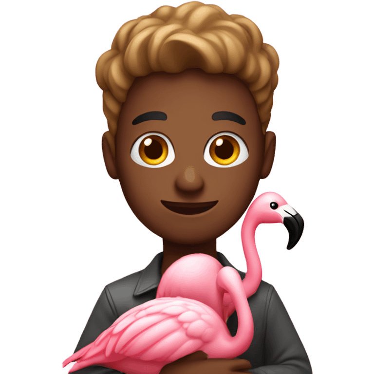 Pan holding a flamingo  emoji