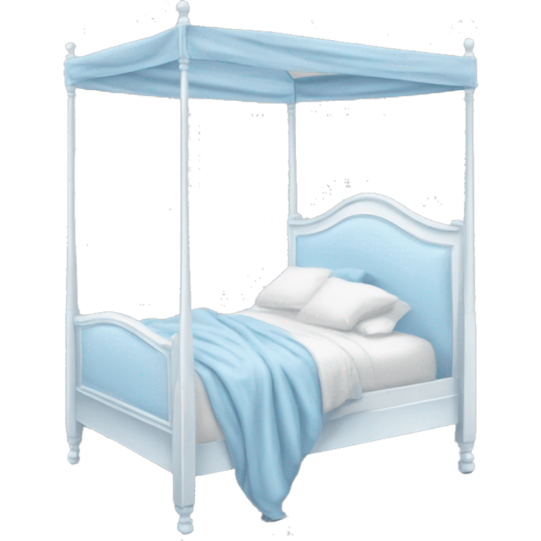 Baby blue and white canopy bed  emoji