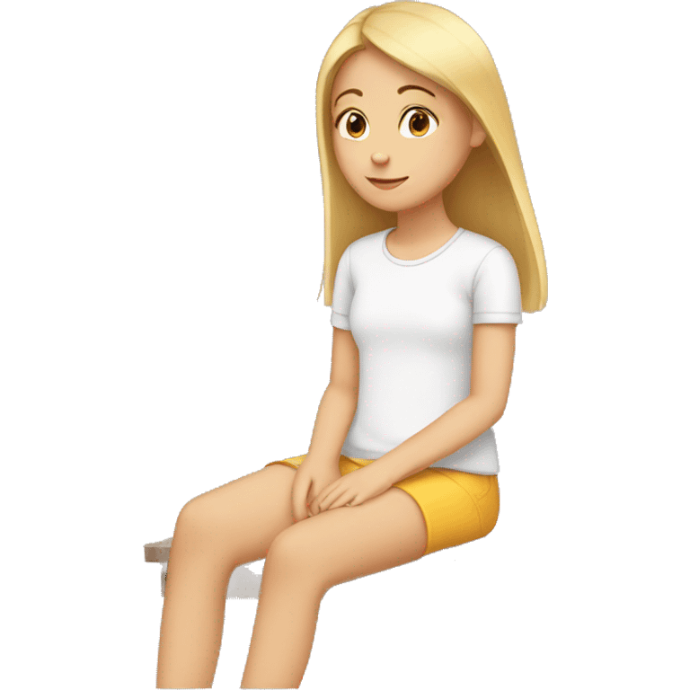 White teen girl sitting alone emoji