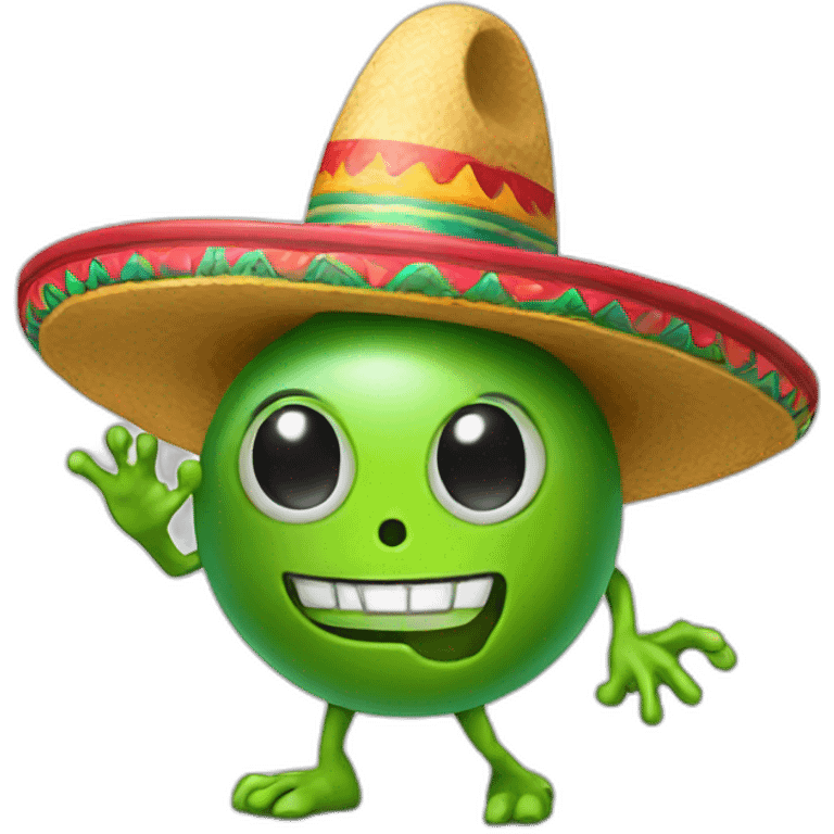 an alien with a mexican hat and maracas emoji