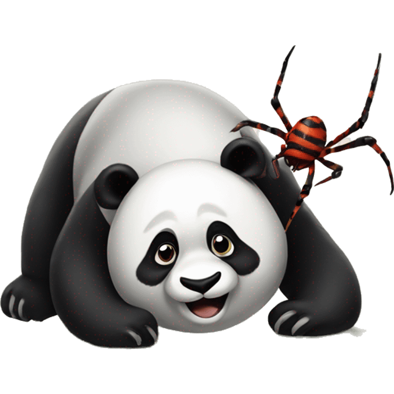 Panda with big spider emoji