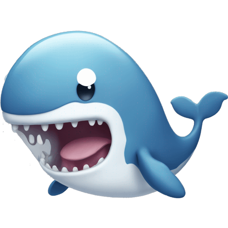 Whale with mouth open no teeth, and spots  emoji