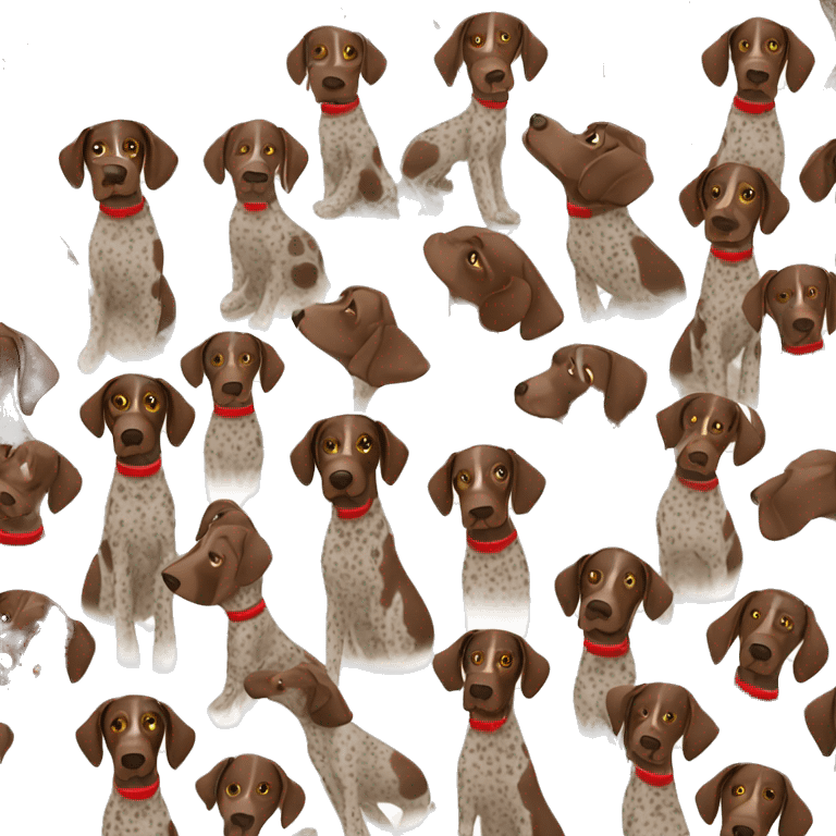 Brown spotted German short haired pointer  with ticking with red collar  emoji