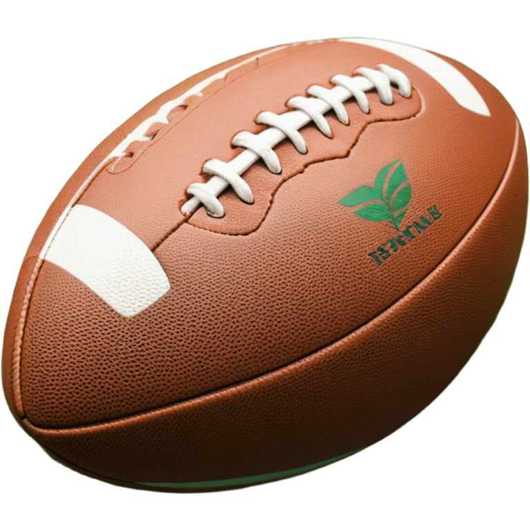 Cinematic Realistic image of a rugby ball resting on verdant turf, rendered with intricate stitching details and subtle weathering, bathed in warm, natural lighting that emphasizes its enduring character emoji