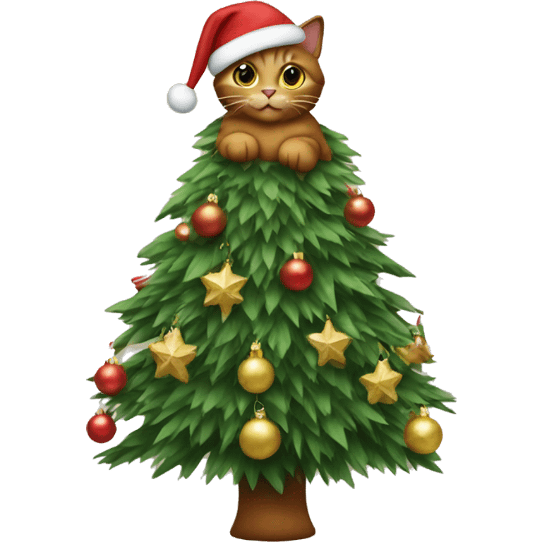 brown cat Christmas Tree emoji