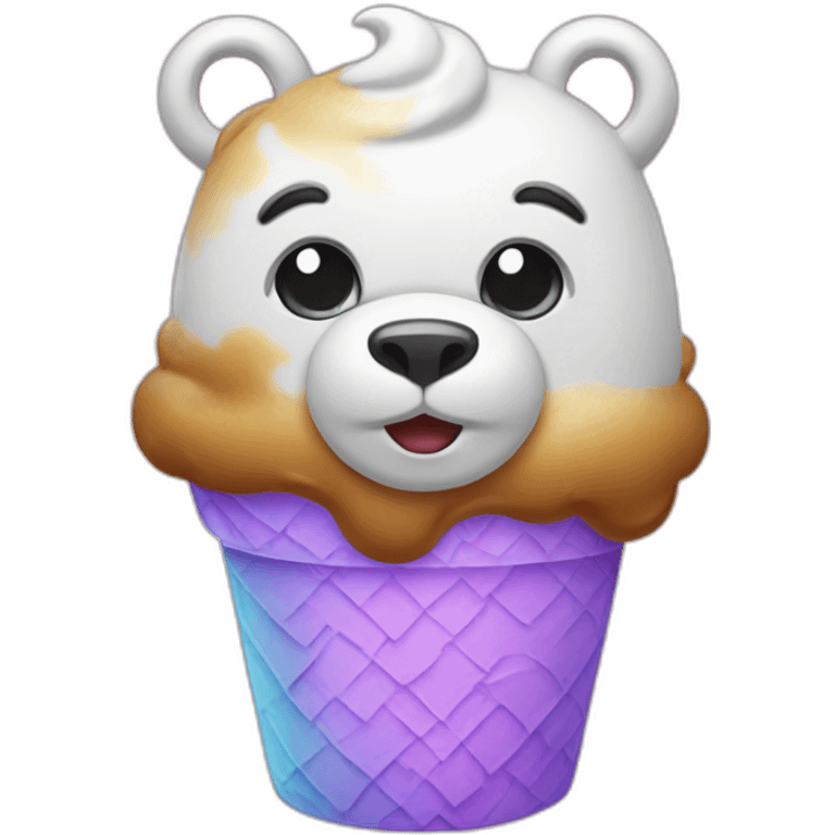 bear unicorn eathing ice cream emoji