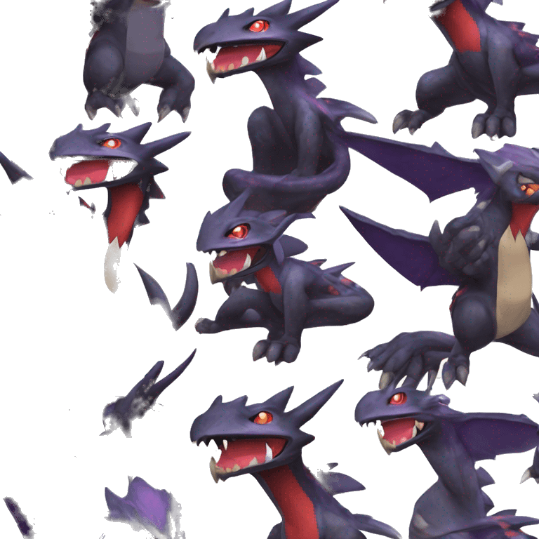 Black Cool Edgy Nargacuga-Garchomp-Noivern-Noibat Fakémon  with White and Red and purple and black Edgy markings emoji