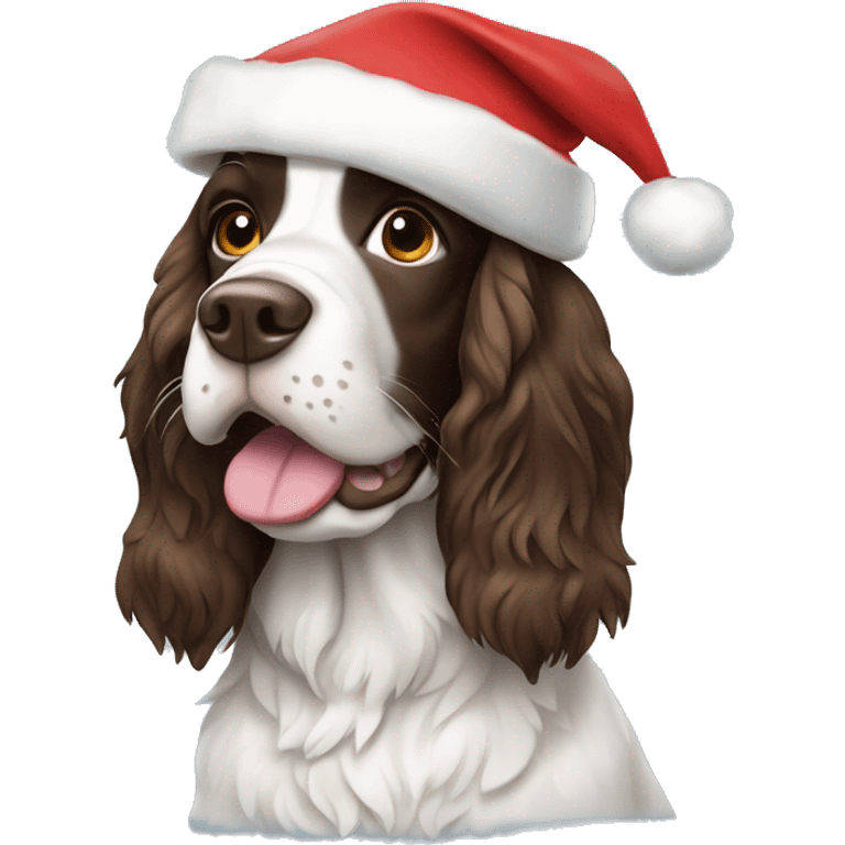 Springer spaniel with Santa hat emoji