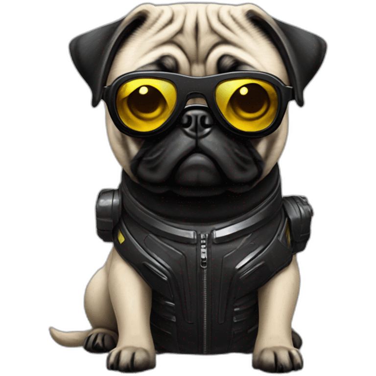 pug with black sunglasses and wearing a cyberpunk suit emoji