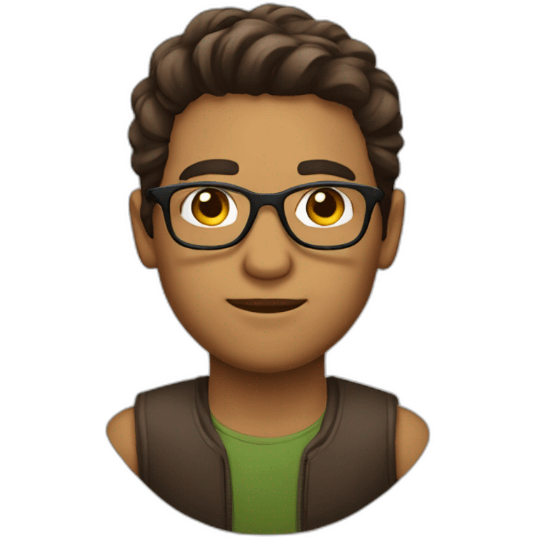 men latin, hair brown, glasses, face color wite emoji