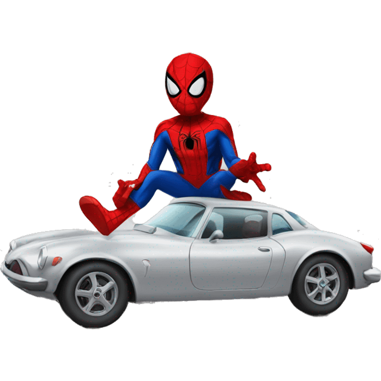 Spider man with a car emoji