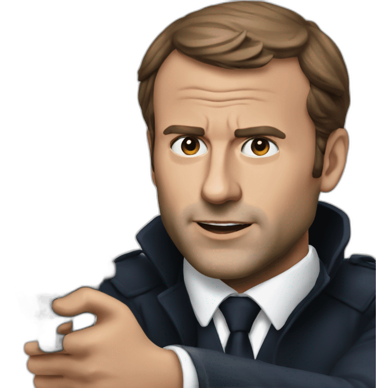 Realistic macron who is shooting emoji