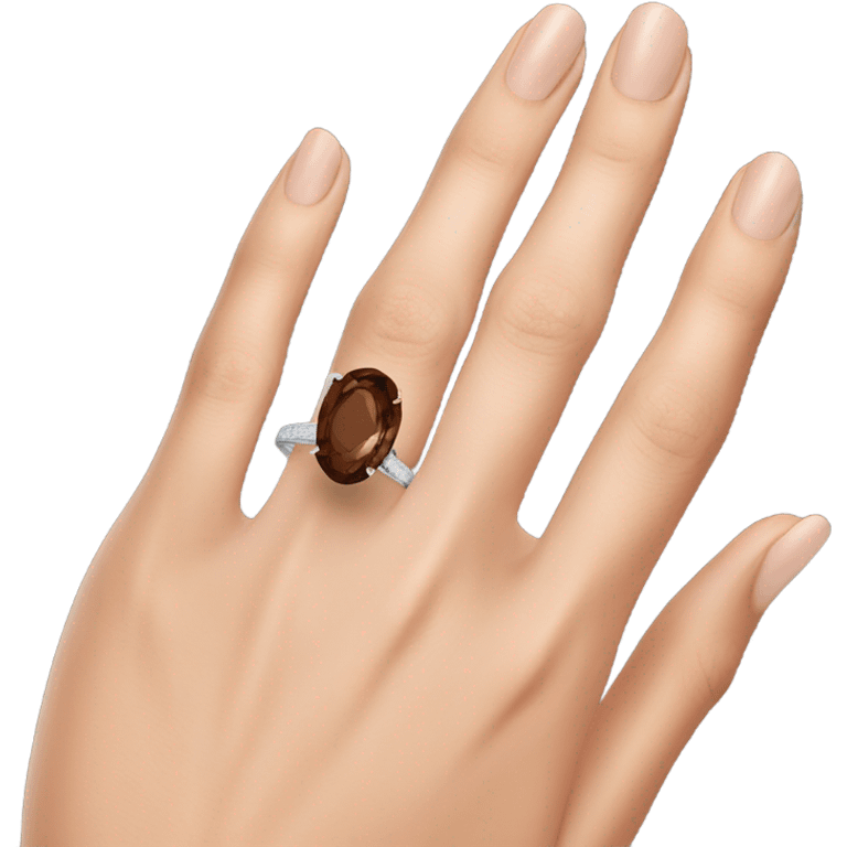 3 carat oval engagement ring brown tone hand emoji