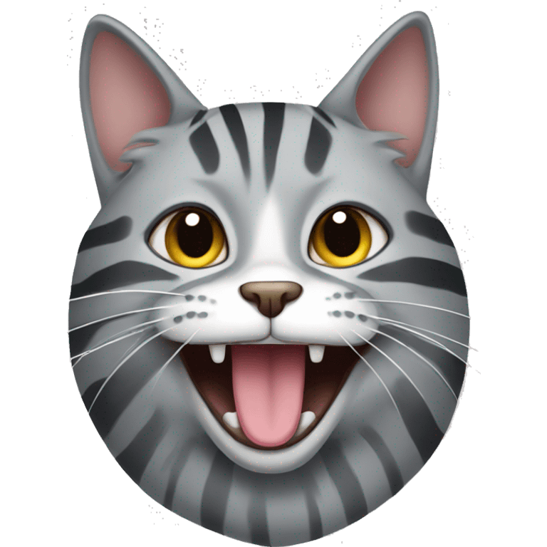 gray striped cat with open mouth emoji