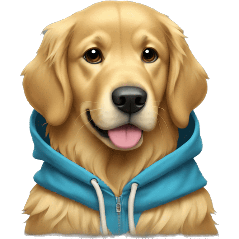 Golden retriever wearing a hoodie emoji