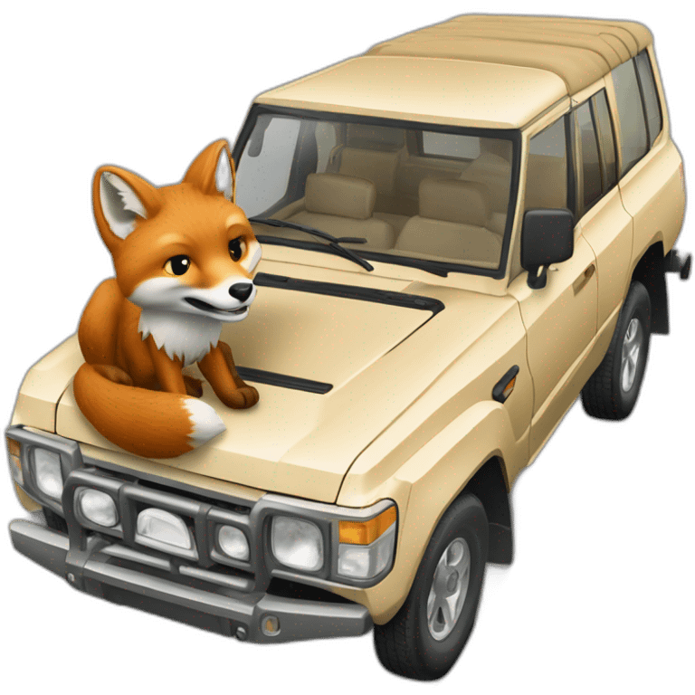 Fox driving a toyota landcruiser 70series emoji