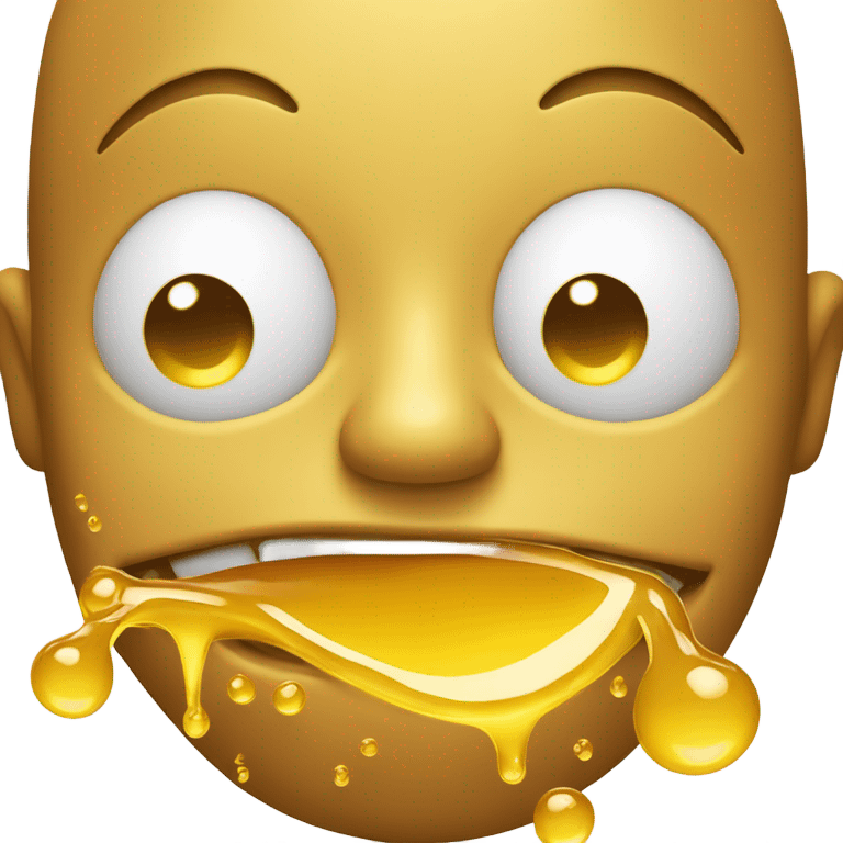 Yellow face emoji with two drops of delicious honey dropping out of its mouth emoji