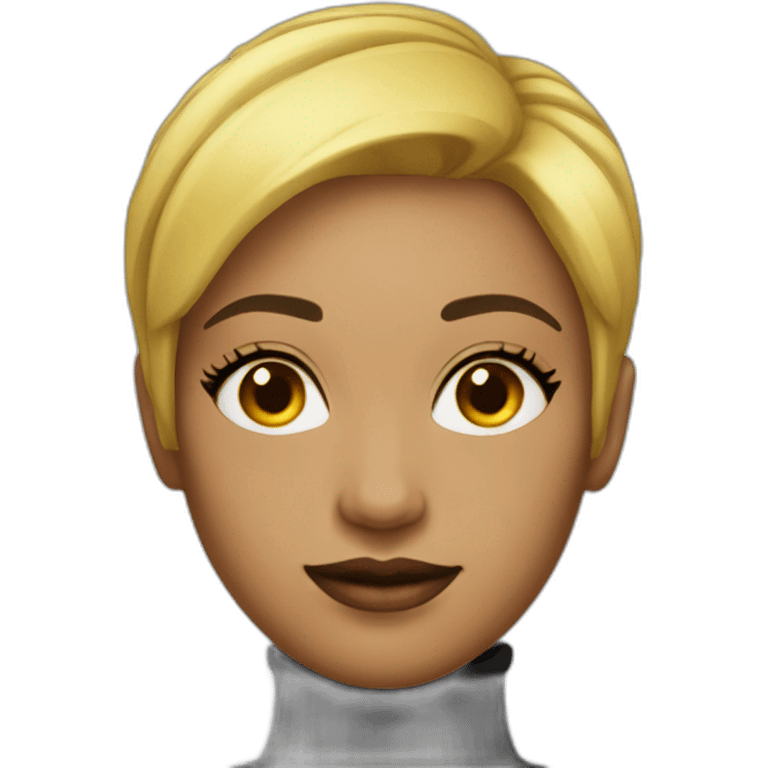 yellow skin beautiful woman with short hair wearing black turtleneck emoji