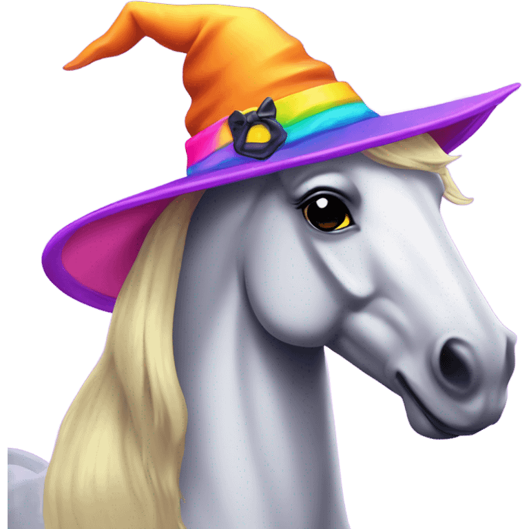 Lisa frank Halloween horse with witch hat emoji