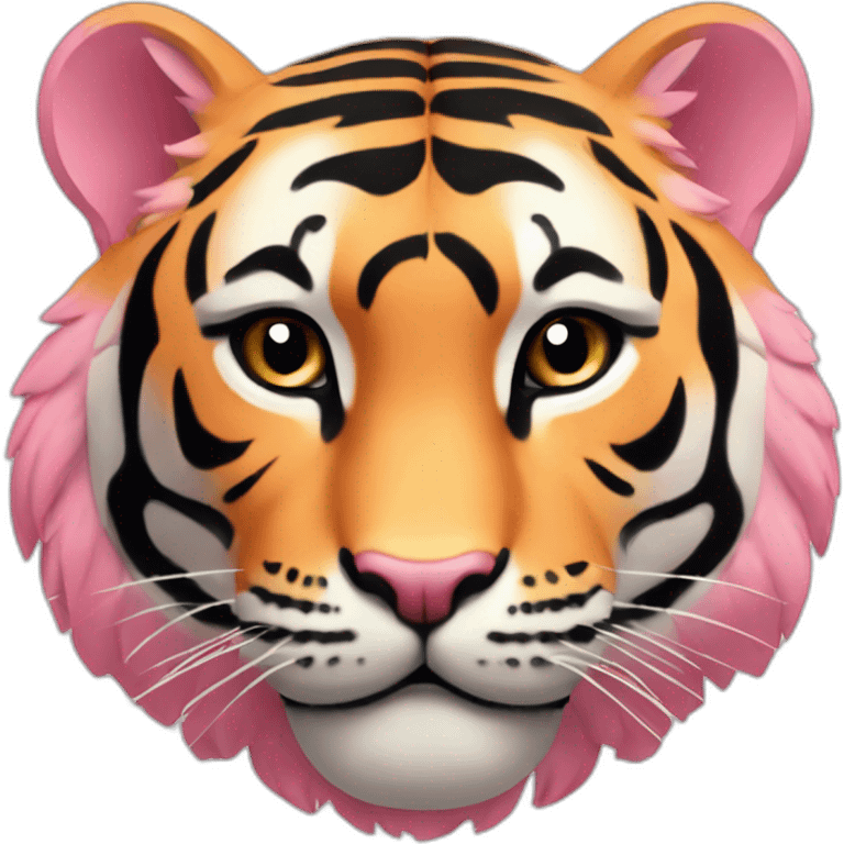 tigre con el pelaje de color rosa melocoton emoji